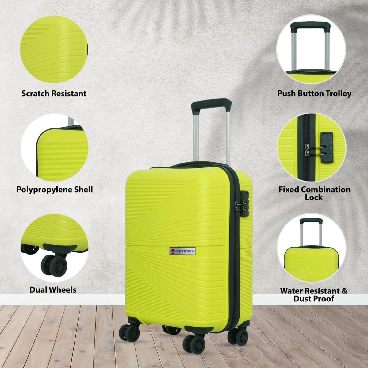 Spinnerz Trolley — Lime Yellow — hardware detail thumbnail
